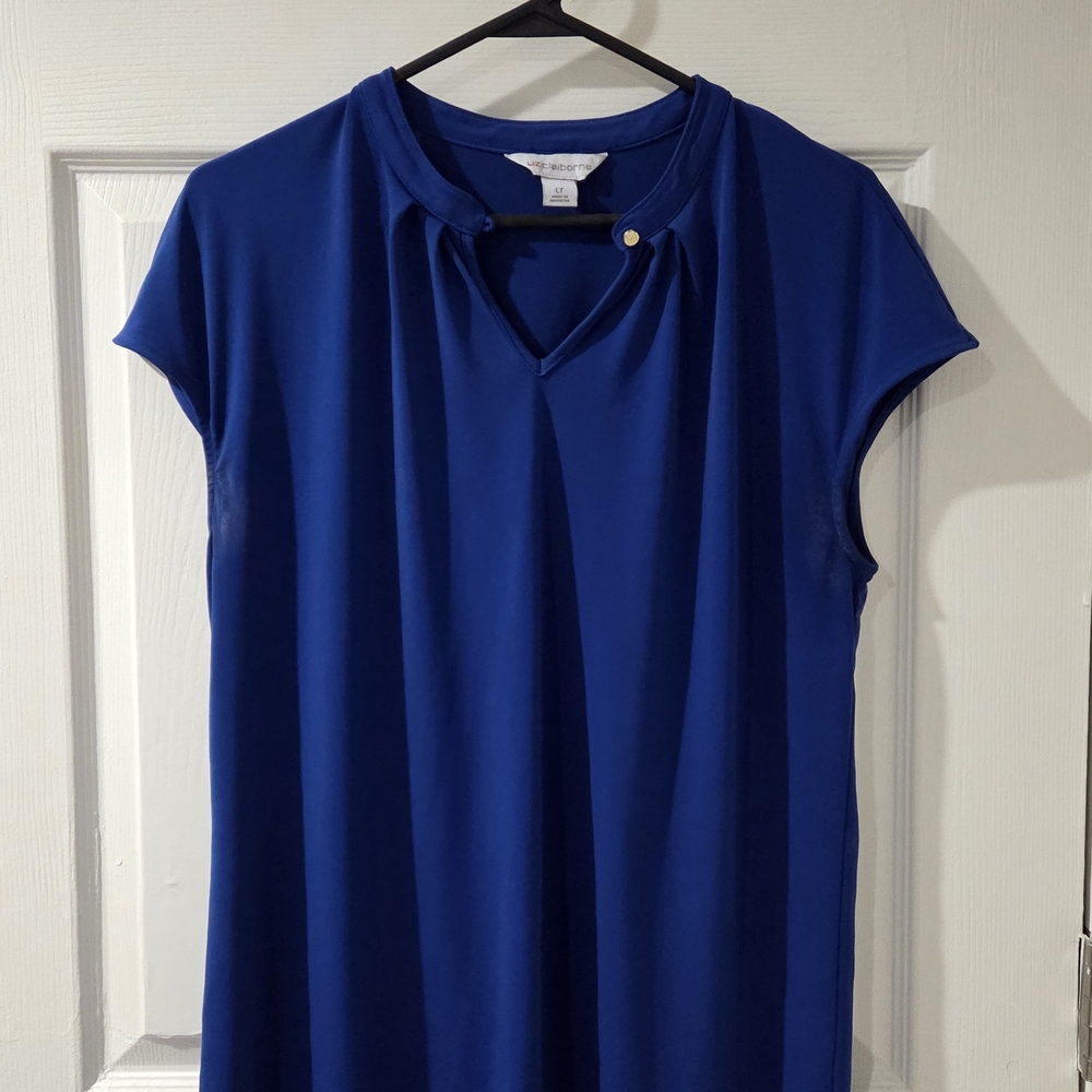 Liz Claiborne Cobalt Blue Cap Sleeve Blouse